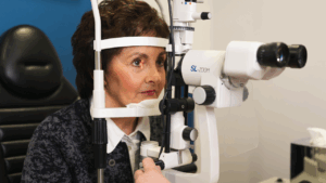 woman having an eye exam